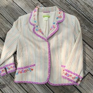 Floral Embroidered Boho Blazer Sz 10 Art-to-wear Cottagecore Jacket Sigrid Olsen